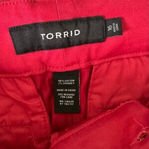 Torrid Vibrant Red shorts with Black and Gold Belt